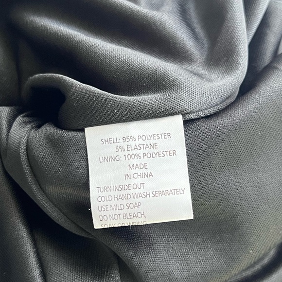 Shona Joy Andrea Fitted Cocktail Dress Black Belt Waist Midi Slit Size S 8 - Picture 9 of 11